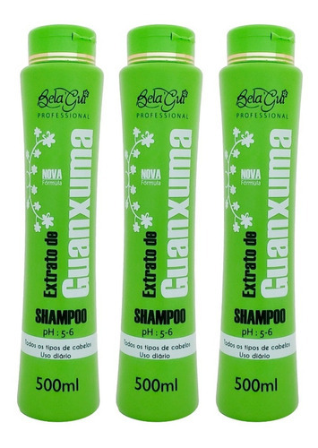  Kit Extrato Guanxuma 500ml Bela'gui - Shampoo 03 Unidades