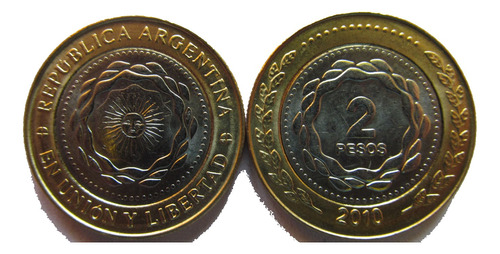 Argentina Moneda 2 Pesos Año 2010 Bicentenario Sin Circular