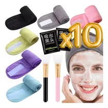 Comprar Kit Cuidado Facial Banda Cabello Mascarilla Brocha Silicona
