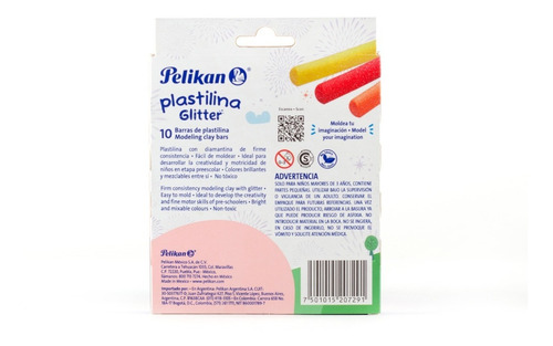 Imagen 4 de 7 de Plastilina Pelikan Glitter X 10 Barras (180 Gramos)