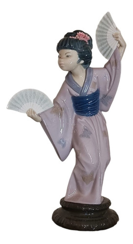 Figura De Porcelana Lladro Geisha Japonesa Con Abanico 