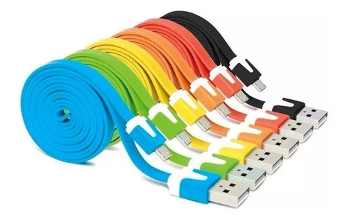 Lote 50 Cables Datos Micro Usb Plano Fc5p 1 M Colores Ditron