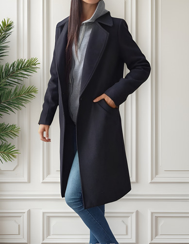Tapado Mujer Forrado Paño Alta Calidad Saco Elegante Sastre