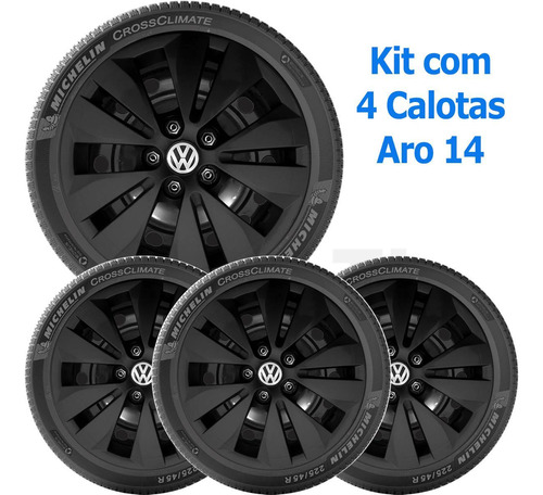 Calota Vw Space Fox Polo 14 Preto - Grid Calotas