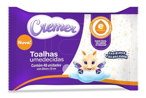 Imagem 2 de 4 de Kit Toalha Umedecida Cremer Vitamina E - 576 Unidades