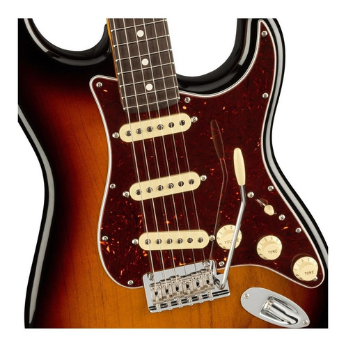 Guitarra elétrica Fender American Professional II Stratocaster de amieiro 3-color sunburst brilhante com diapasão de pau-rosa