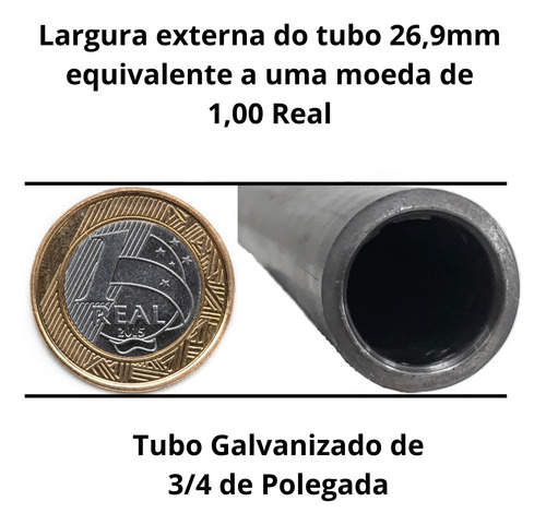 Tubo Ferro Galvanizado Cano De Apoio Pia Bancada 3/4 X 20cm