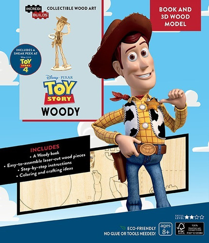 Libro Y Modelo Tridimensional Madera Toy Story: Woody 