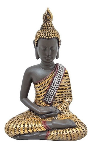 Estátua De Buda Hindu Dourado Resina 12 Cm Marrom Altura Esc