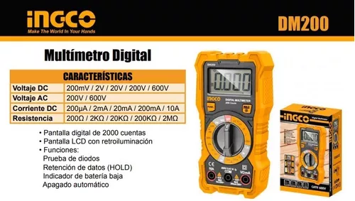 Multímetro digital DM6800, delgado, de rango automático, 600 V CA / CC,  corriente de 10 A, continuidad, resistencia