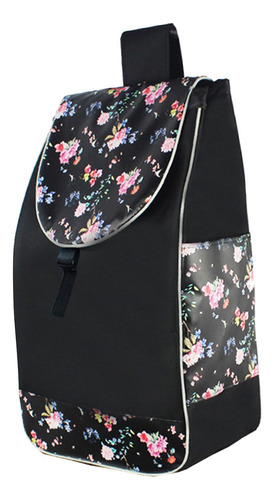 2 Bolsa Portátil Para Carrito De Compras, Flor Negra
