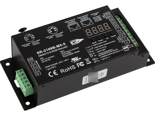 Sirs-e 5 Canales Cv Dmx Rdm Digital Pwm Decodificador 8/16 B