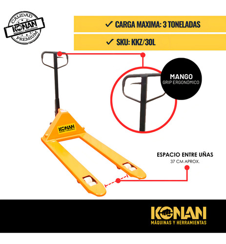 Zorra Hidraulica Para 3 Tns. P . Ancha Konan Kkz/30l