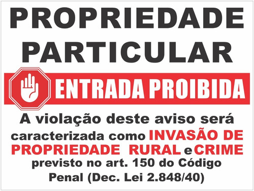 6 Placas Propriedade Particular Rural Decreto  Lei 40x60cm