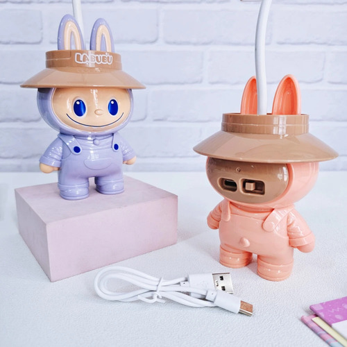 Lampara Usb Labubu Kawaii Blanco Beige