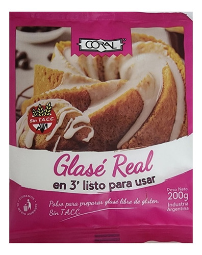 Glasé Real Premezcla Sin Tacc Coral 200 G. - Kako