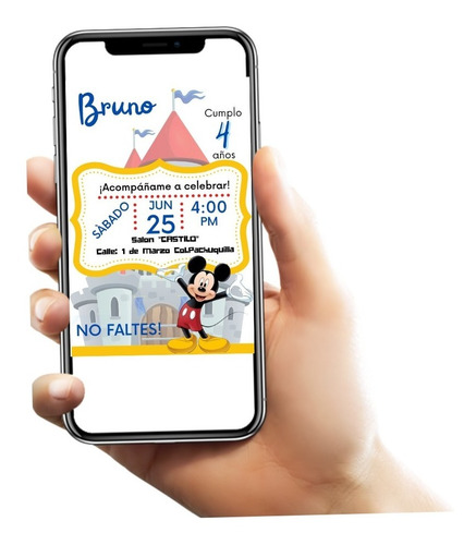 Invitación Mickey Mouse  Digital E Imprimible Cumpleaños