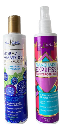 Kit Termoprotector Nekane + Shampoo Matizador Mora Azul
