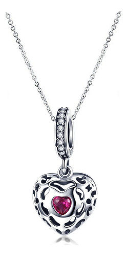 Plata 925 Collar Mujer Dije Charm Cristal Austriaco Corazon