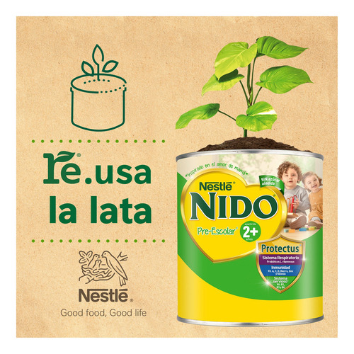 Alimento A Base De Leche Nido Kinder Pre Escolar 2+ Lata 800g