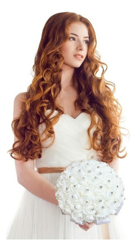 For Ramo De Novia Blanco Artificial De Cristal Rosa