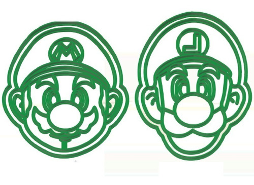 Imagen 1 de 4 de Set Combo Cortantes Galletitas Mario Y Luigi X2 Unidades