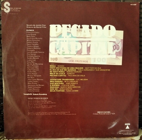 Lp Pecado Capital Luiz Melodia Azimuth Nana Caymmi Moreira (Usado)