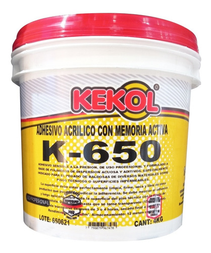 Adhesivo Con Memoria Activa K-650 Para Piso Vinilico 4kg