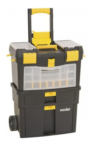 Imagem 1 de 1 de Caixa de ferramentas Vonder CRV 0100 de plástico com rodas 260mm x 460cm x 620mm preta e amarela