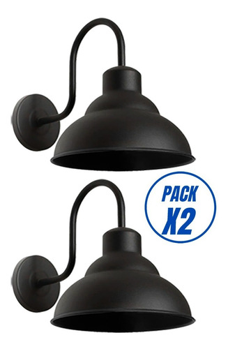 Imagen 2 de 10 de Pack X2 Lampara Aplique Pared Galponero Vintage Apto Led