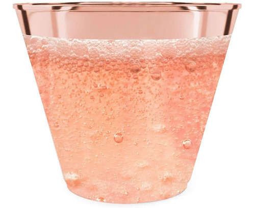 Karrahome - 50 Vasos De Plástico Desechables De Oro Rosa De