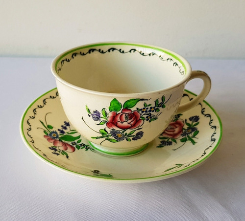 Juego Taza Y Plato De Té Loza Inglesa Palissy French Bouquet