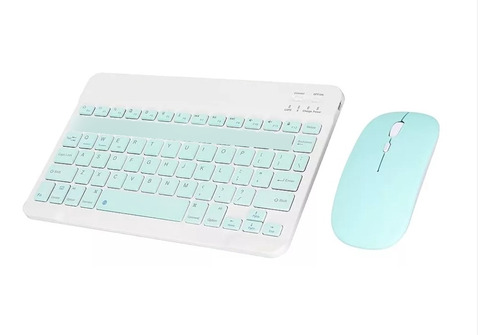 Kit De Teclado Bluetooth Con Mouse Para Tablet/celular/pc Verde Claro Verde Claro