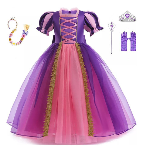 Trajes De Rapunzel Halloween Cosplay Menina Vestido Princesa