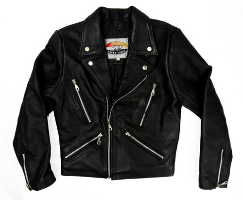 Chamarra Negra 100% Piel Para Mujer Biker Rockera Punk Slp14