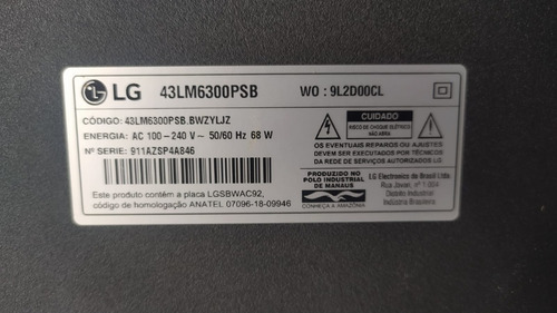 Tela Quebrada (smart Tv Led 43'' LG 43lm6300 Fhd )