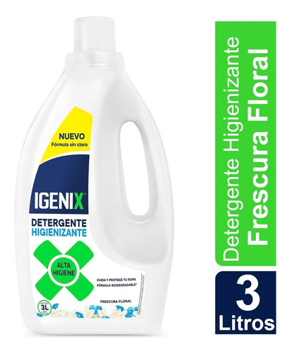 Detergente Liquido Igenix 3 Litros Higienizante Sin Cloro