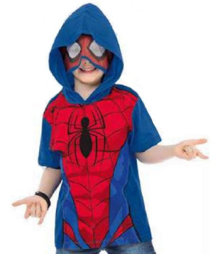 Camiseta Spider Man Com Capuz Fakini 02575 - Tam 4 À 10