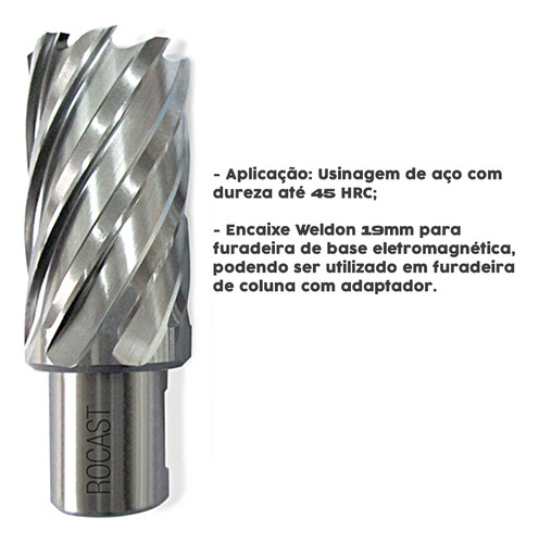 Broca Anular Diâmetro 17mm / Compr. 30mm Hss Aço Rápido