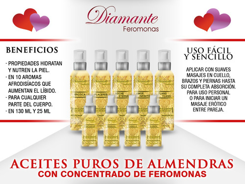Aceite De Almendras Masajes Con Feromonas Sensual 25ml 2pz