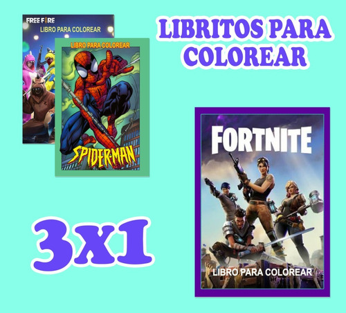 Kit Librito Para Pintar E Imprimir En Casa Fortnite + 3x1 