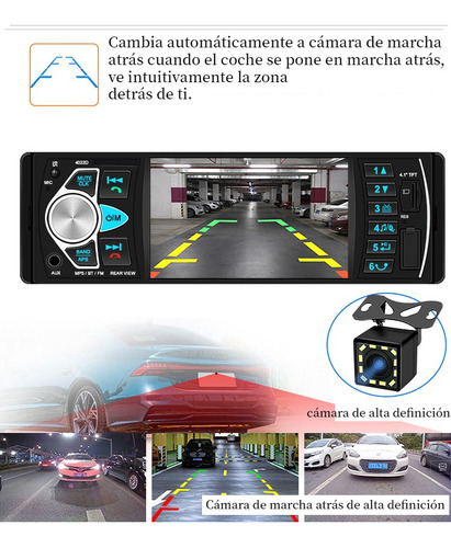 Autoestéreo 4022 Táctil Bluetooth Mp5 1 Din Y 12 Led Cámara