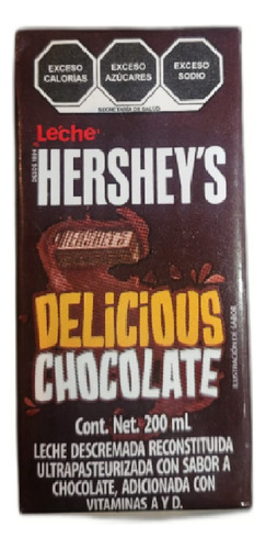 Leche Hersheys Sabor Chocolate, caja 24 pza de 200 Ml c/u
