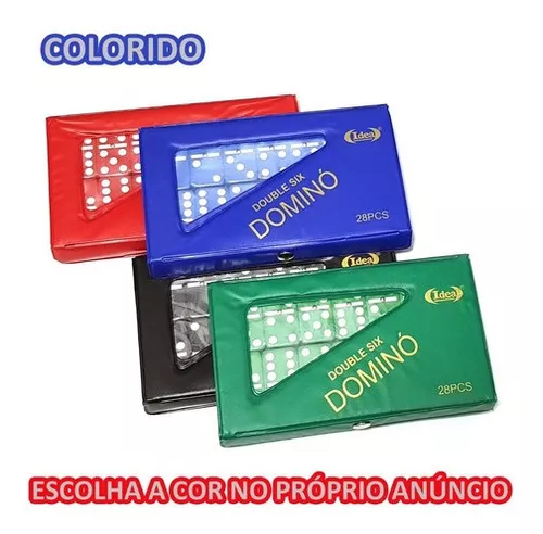 Jogo de Dominó Profissional 9mm 28 Peças Osso Colorido Com Estojo