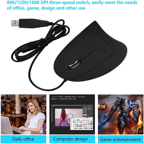 Mouse Con Cable Usb Vertical Ergonómico, Mouse Óptico De Man