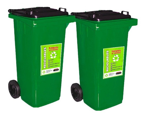 Tacho  Residuos Basura/reciclado 120l C/ruedas X2 Colombraro