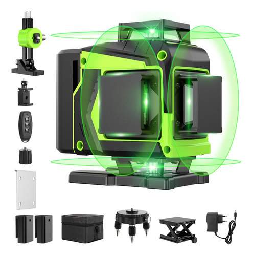 Nivel Láser De 16 Líneas 4d 3° Autonivelante Con 2 Baterías