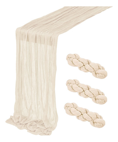 3 Piezas 90 X 340 Cm Camino De Mesa Boho Gasa Estilo Rústico
