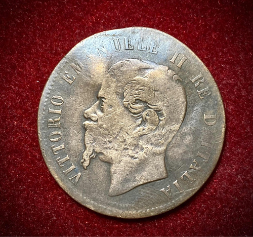 Moneda 10 Centésimos Italia 1867 Km 11 Vittorio Emanuele 2 (Usado)