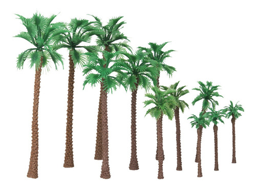 12pcs Layout Model Train Palm Trees Scale 6-11cm Escenario